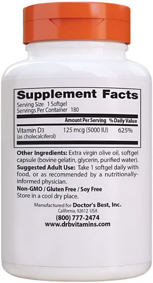 Vitamina D3 5000 IU - Doctor´s Best - 360 softgels