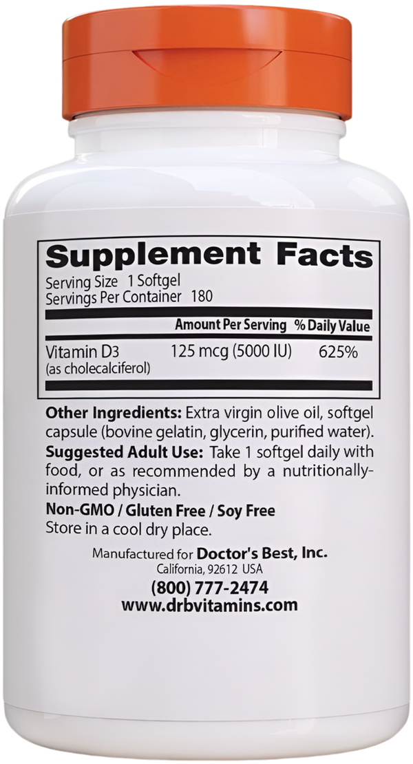Vitamina D3 5000 IU - Doctor´s Best - 360 softgels