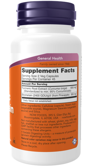 Turmeric & Bromelain - Now - 90 vcaps