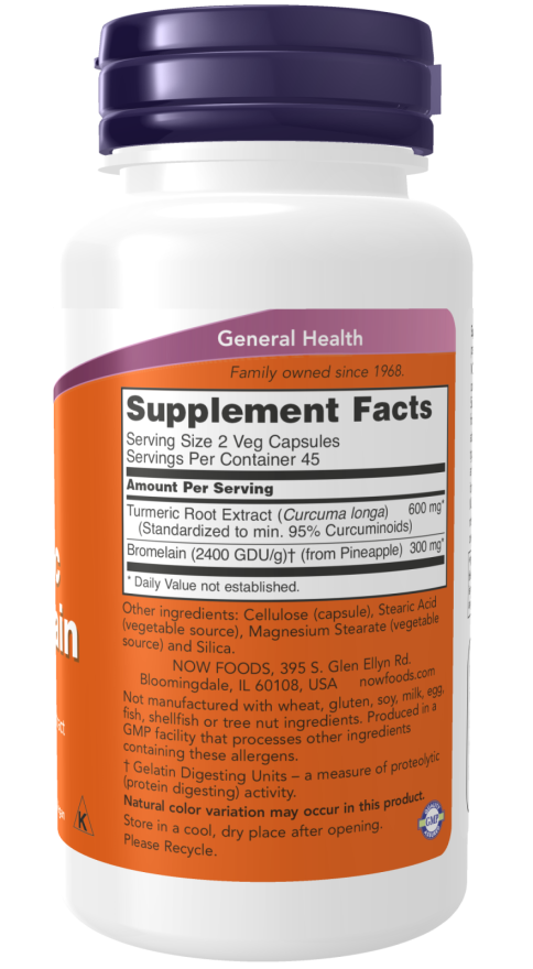 Turmeric & Bromelain - Now - 90 vcaps